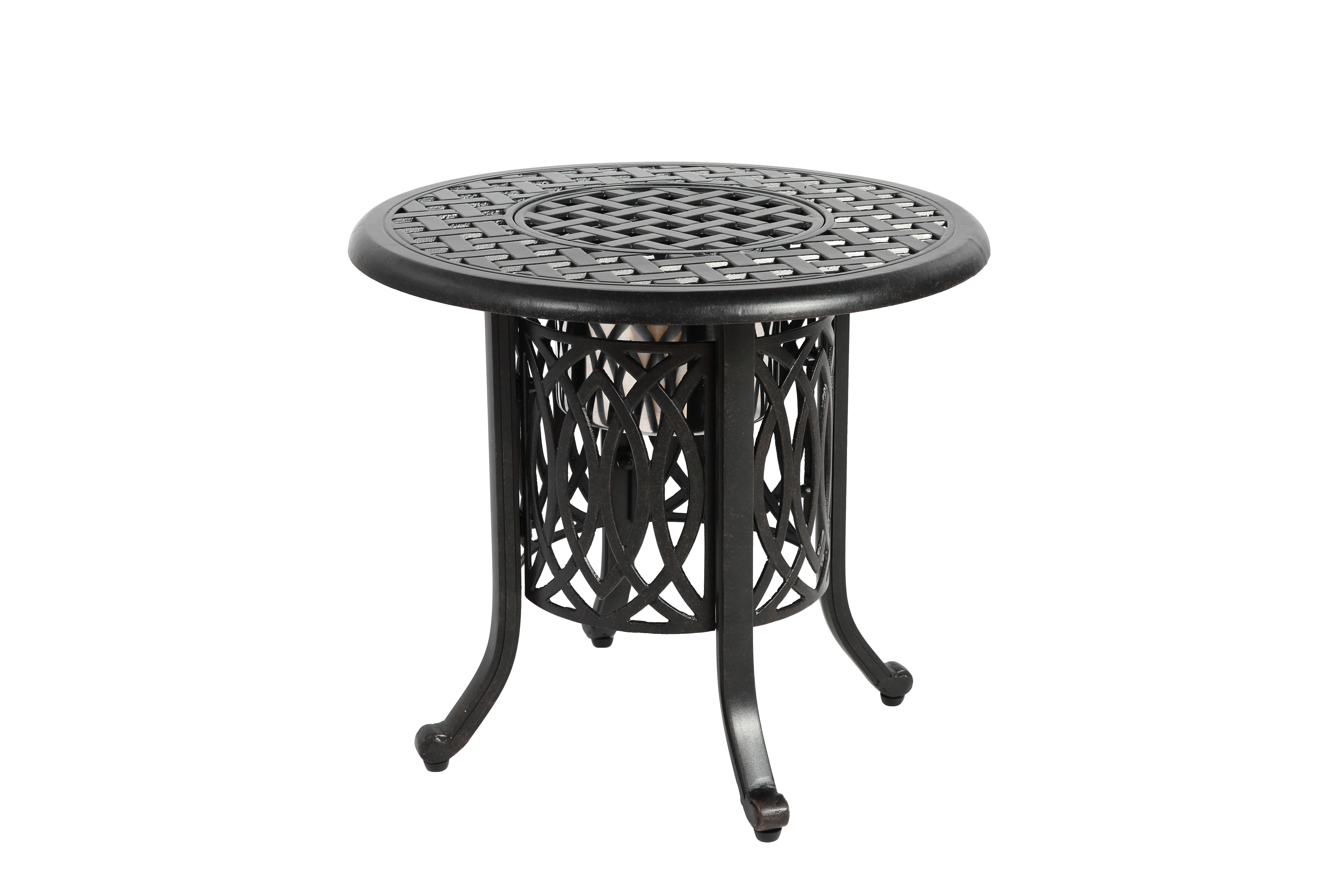 Table d'appoint aluminium extérieur avec compartiment à glaçons, pieds ajustables, petit salon de jardin - Image 3