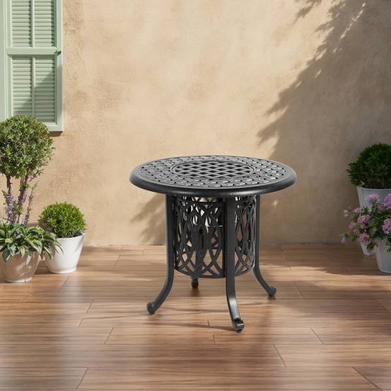 Table d'appoint aluminium extérieur avec compartiment à glaçons, pieds ajustables, petit salon de jardin - Image 1