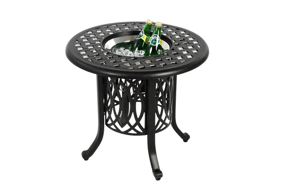 Table d'appoint aluminium extérieur avec compartiment à glaçons, pieds ajustables, petit salon de jardin - Image 7