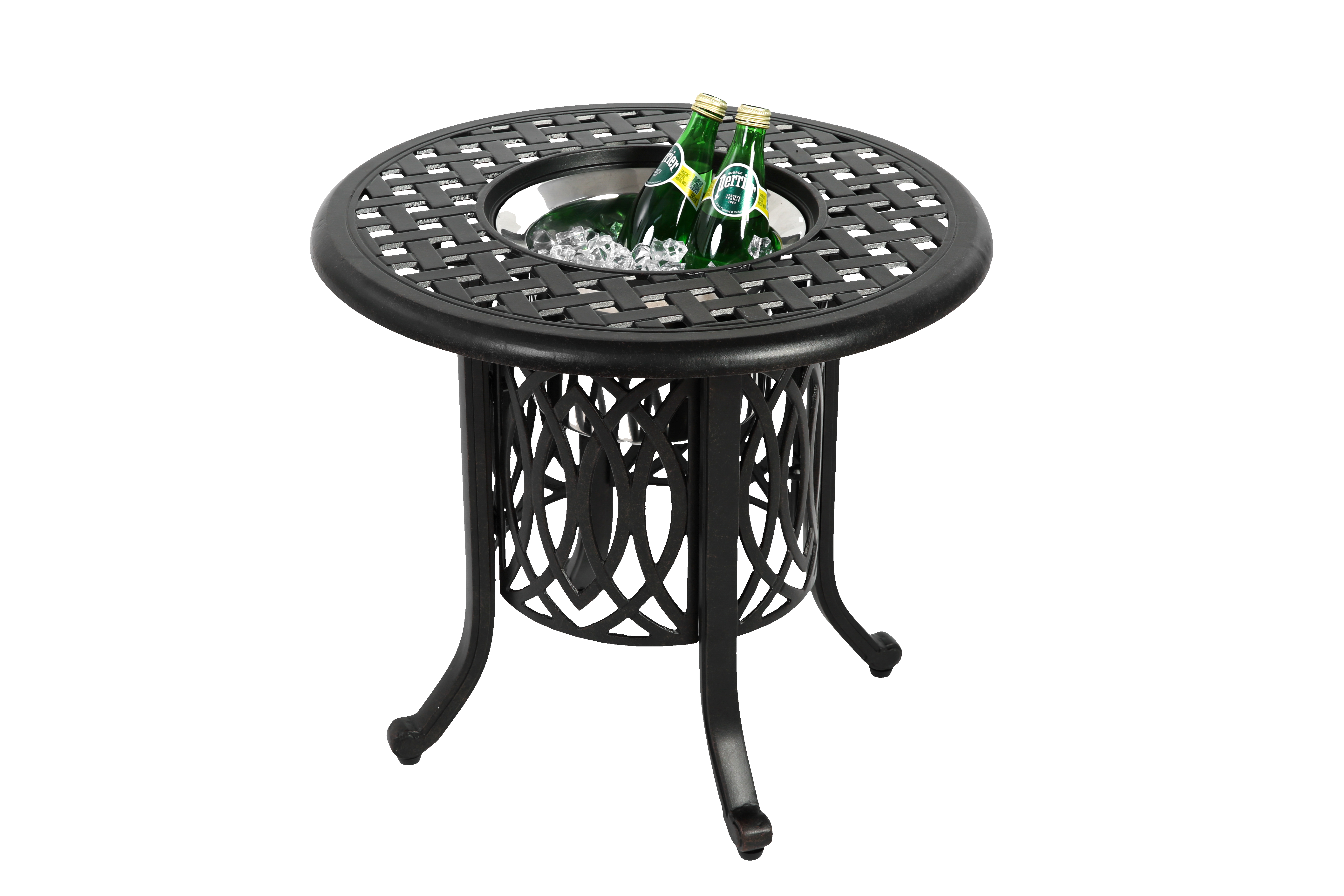 Table d'appoint aluminium extérieur avec compartiment à glaçons, pieds ajustables, petit salon de jardin - Image 7