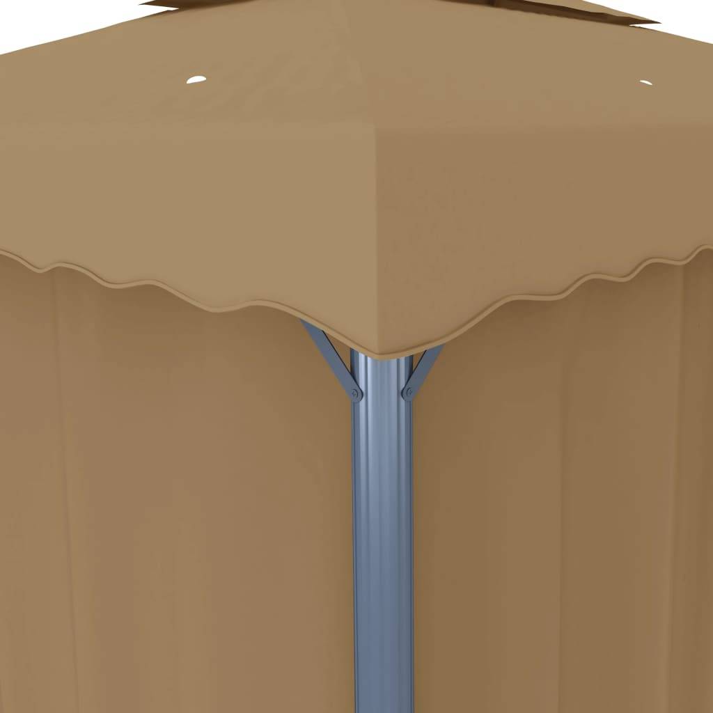 Gazebo de Jardin Aluminium Acier Toit Double avec Rideaux et Moustiquaires Taupe 3x3 m – ComfortXL Outdoor Living - Image 5