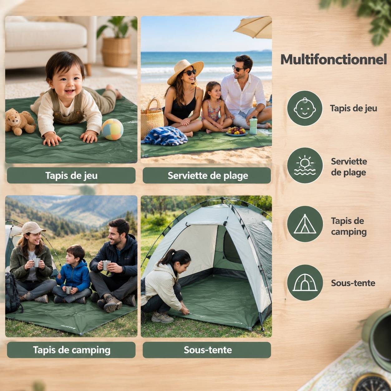 Tapis de Sol Imperméable Pliable Léger pour Camping Randonnée Extérieur - Image 8