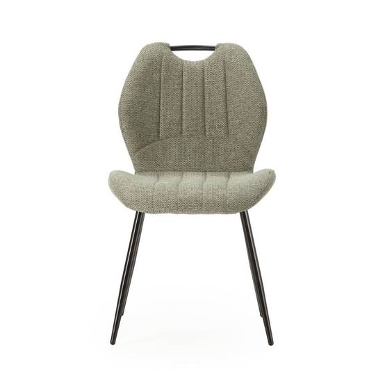 Lot de 6 chaises en tissu polyester maillé vert avec poignée et pieds en métal laqué noir - MILDA - Image 6