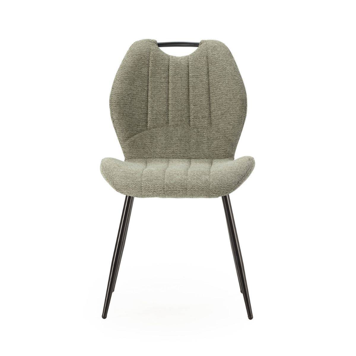 Lot de 6 chaises en tissu polyester maillé vert avec poignée et pieds en métal laqué noir - MILDA - Image 6