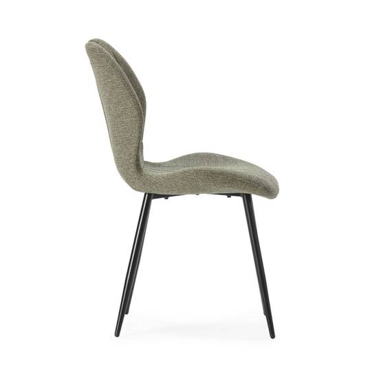 Lot de 6 chaises en tissu polyester maillé vert avec poignée et pieds en métal laqué noir - MILDA - Image 5