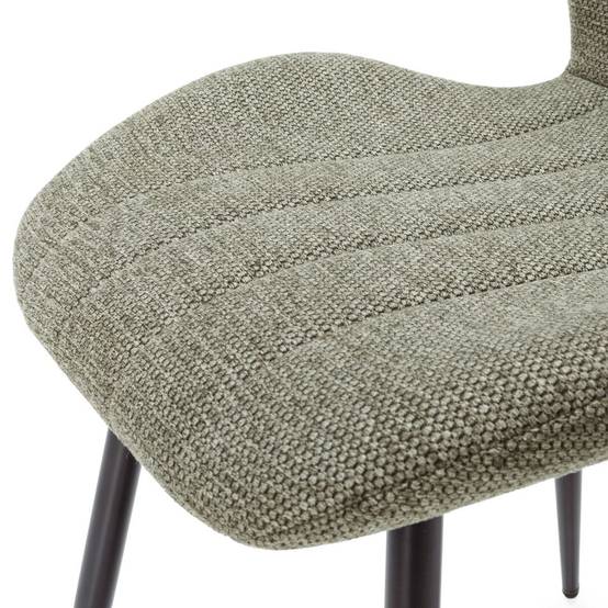 Lot de 6 chaises en tissu polyester maillé vert avec poignée et pieds en métal laqué noir - MILDA - Image 8