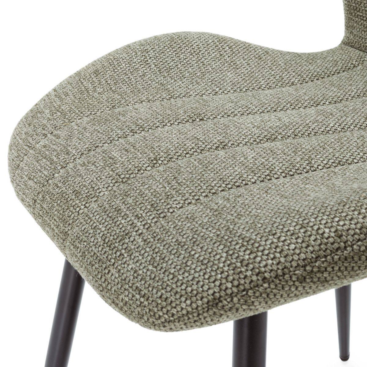 Lot de 6 chaises en tissu polyester maillé vert avec poignée et pieds en métal laqué noir - MILDA - Image 8
