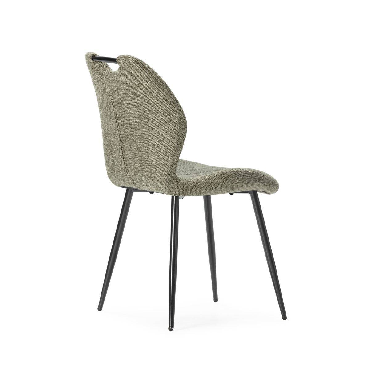Lot de 6 chaises en tissu polyester maillé vert avec poignée et pieds en métal laqué noir - MILDA - Image 4