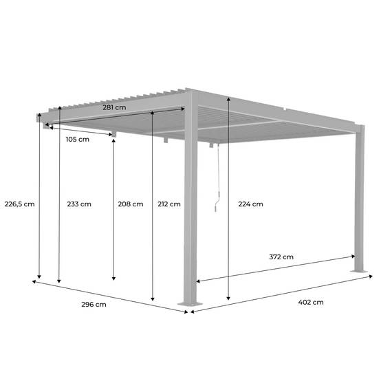 sweeek - Pergola bioclimatique aluminium adossée lames orientables 4x3m blanc Palace | sweeek - Image 4