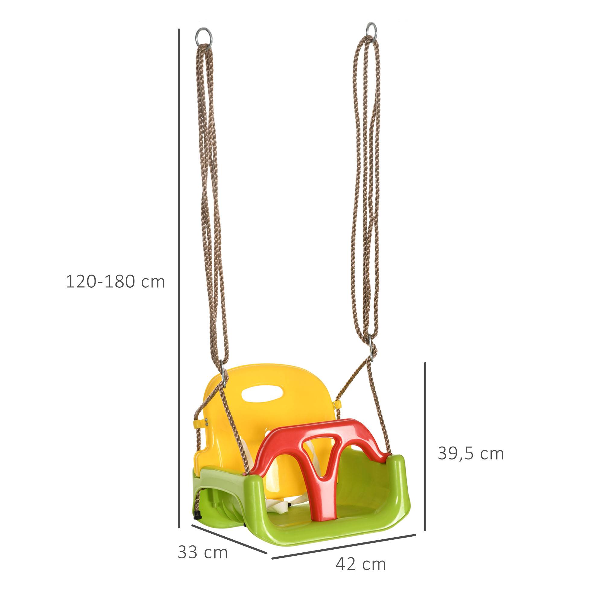 Outsunny - Balançoire siège 3 en 1 évolutif réglable enfant - dossier, barre en T amovibles, ceinture - Outsunny - Imagen 3