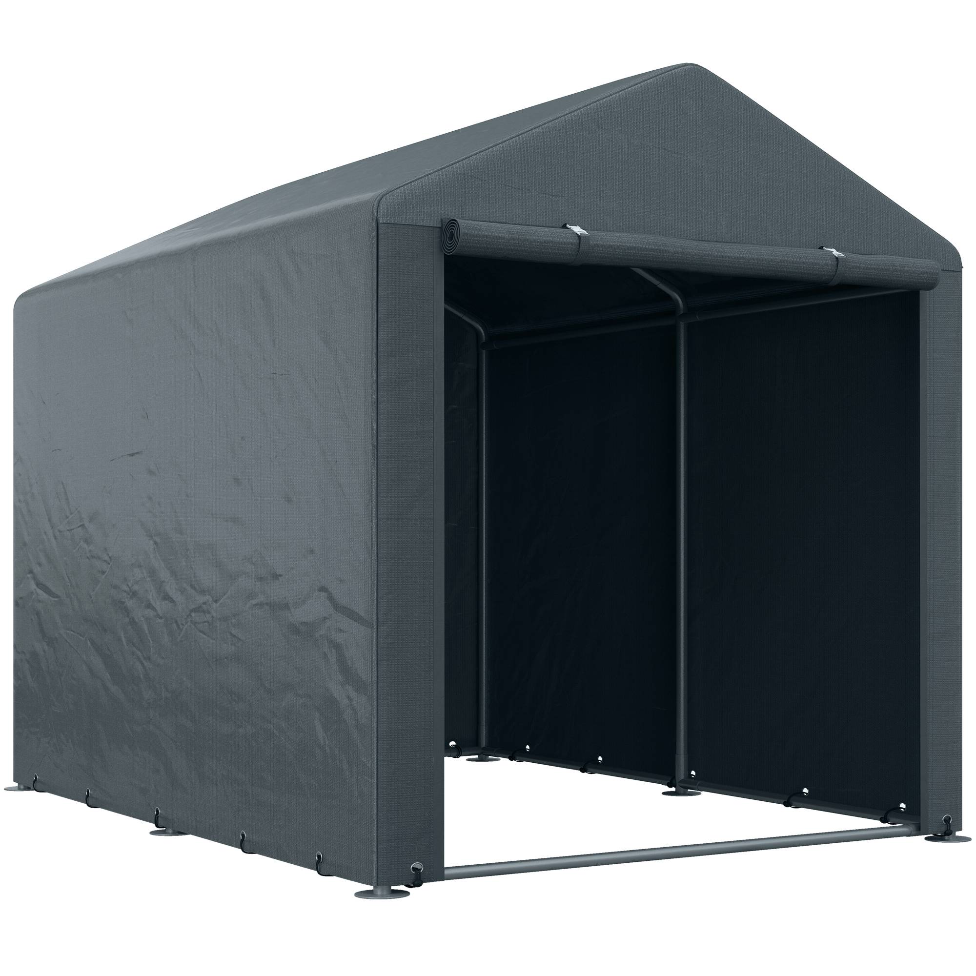 Tente de rangement 1,6x2,18x1,72m aluminium hydrofuge anti-UV, porte zippée pour outils de jardin - Image 1