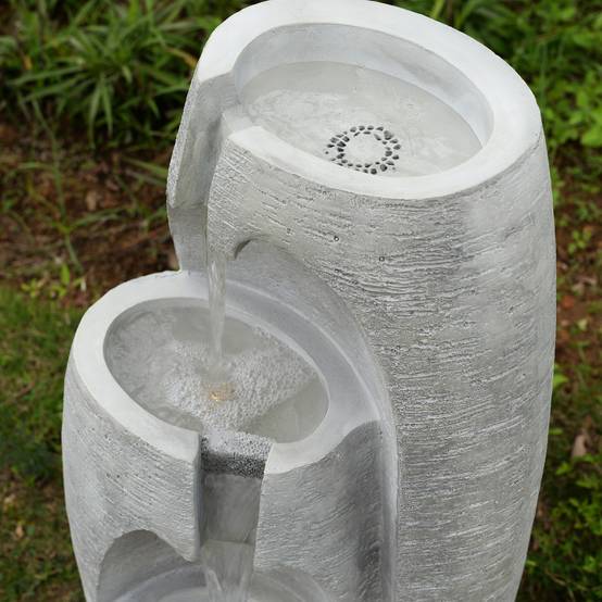 Fontaine de Jardin Urne 3 Niveaux LED Grise, Teamson Home - Image 3