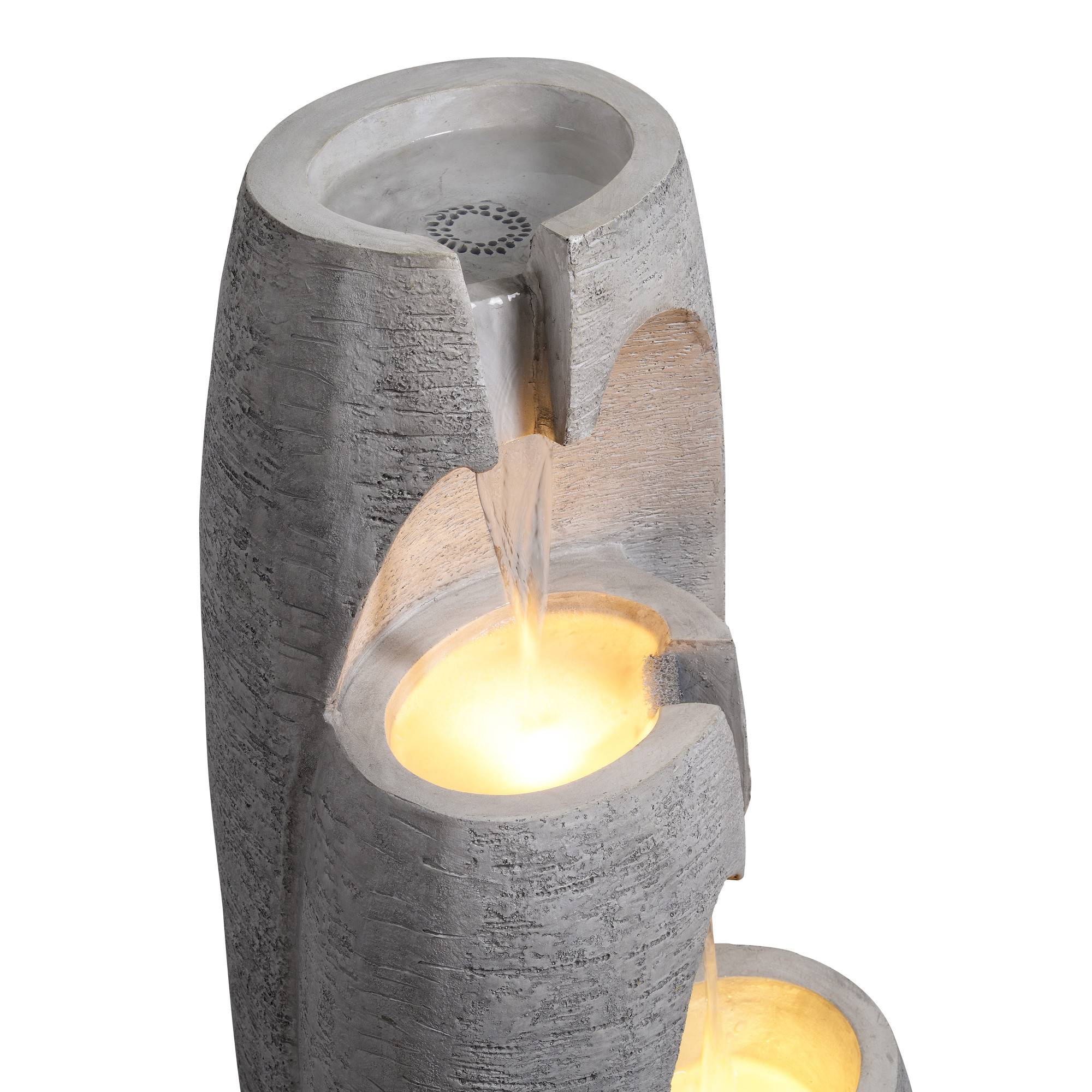 Fontaine de Jardin Urne 3 Niveaux LED Grise, Teamson Home - Image 6