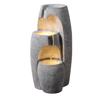 Fontaine de Jardin Urne 3 Niveaux LED Grise, Teamson Home