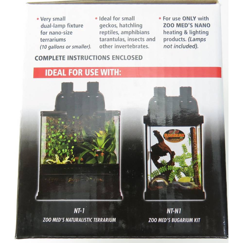 Zoomed - Zoo Med - support de lampe double nano LF-36E combo dome 80 w max total pour terrarium - Imagen 5