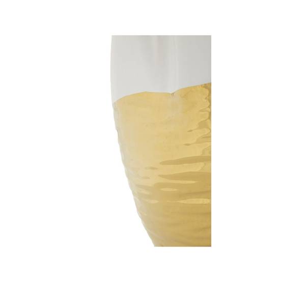 Vase Design en Céramique "Lux" 25cm Blanc & Or - Image 4