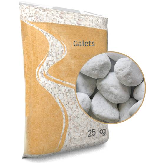 No name - Galet roulé blanc Carrare 40/60 en sac de 25 KG - Image 6