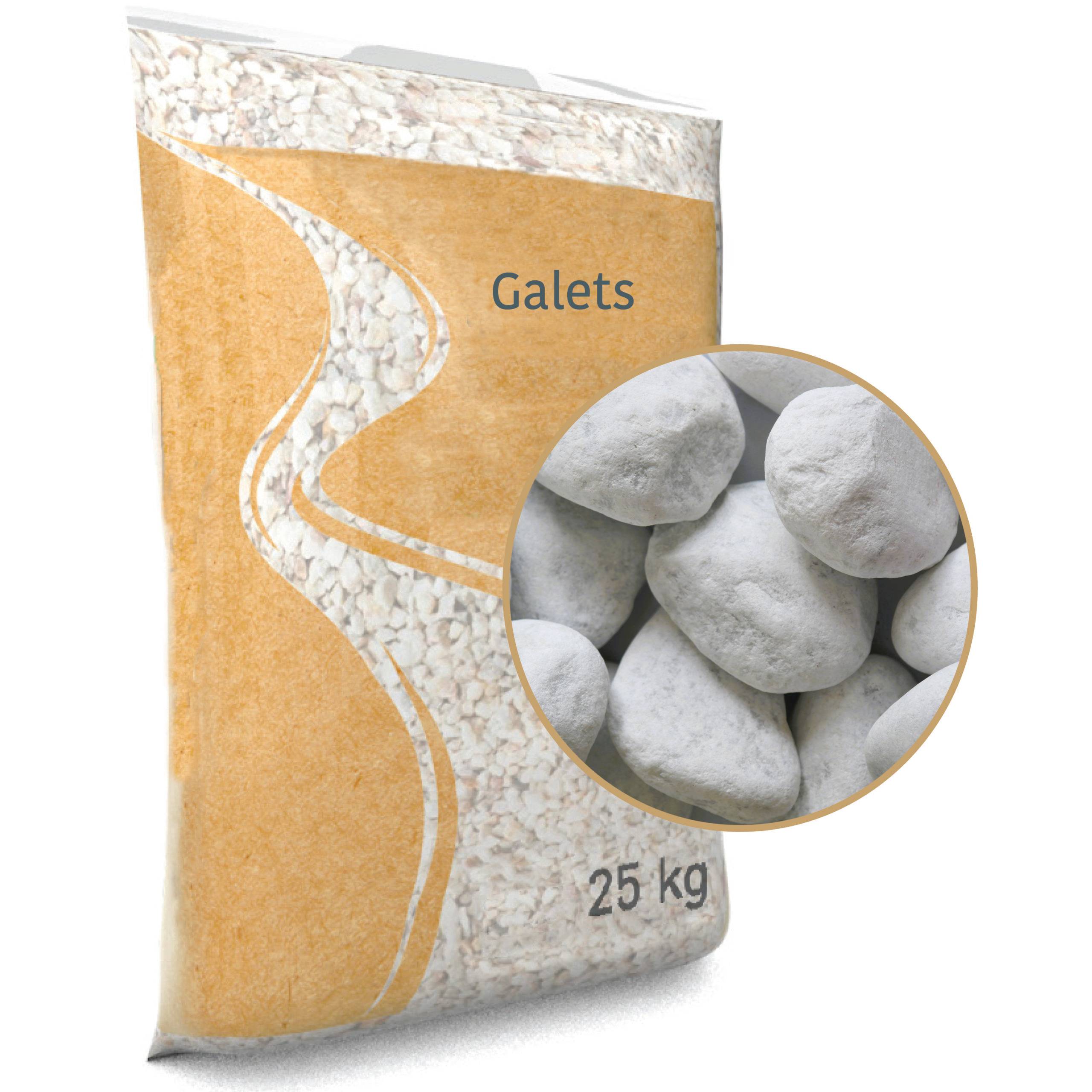 No name  - Galet roulé blanc Carrare 40/60 en sac de 25 KG - Image 6