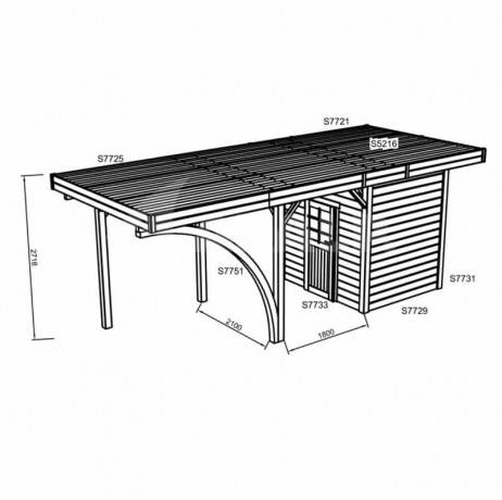Carport 3064 x 7064 mm avec abri de rangement, Ancrage Aucun - Imagen 2