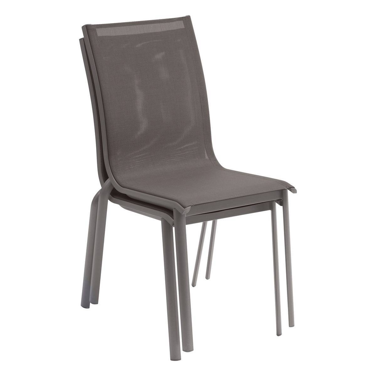 Hesperide - Chaise de jardin empilable "Axant" wengé & praline en aluminium traité époxy Hespéride - Image 3