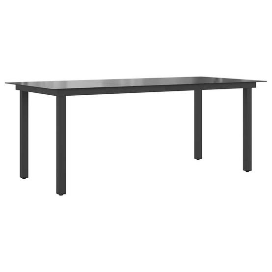 Table de jardin Aluminium et verre Noir 190 x 90 x 74 cm - PANGIVO - Image 2