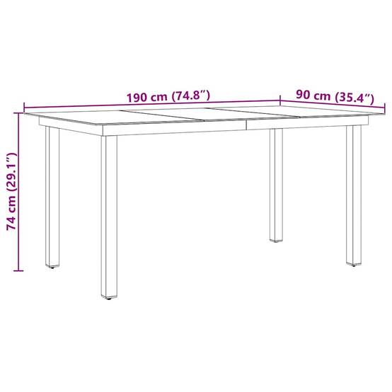 Table de jardin Aluminium et verre Noir 190 x 90 x 74 cm - PANGIVO - Image 9