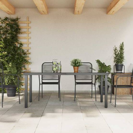 Table de jardin Aluminium et verre Noir 190 x 90 x 74 cm - PANGIVO - Image 3