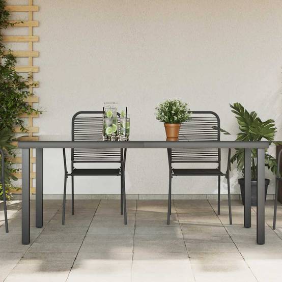 Table de jardin Aluminium et verre Noir 190 x 90 x 74 cm - PANGIVO - Image 1