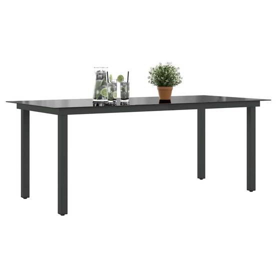 Table de jardin Aluminium et verre Noir 190 x 90 x 74 cm - PANGIVO - Image 4