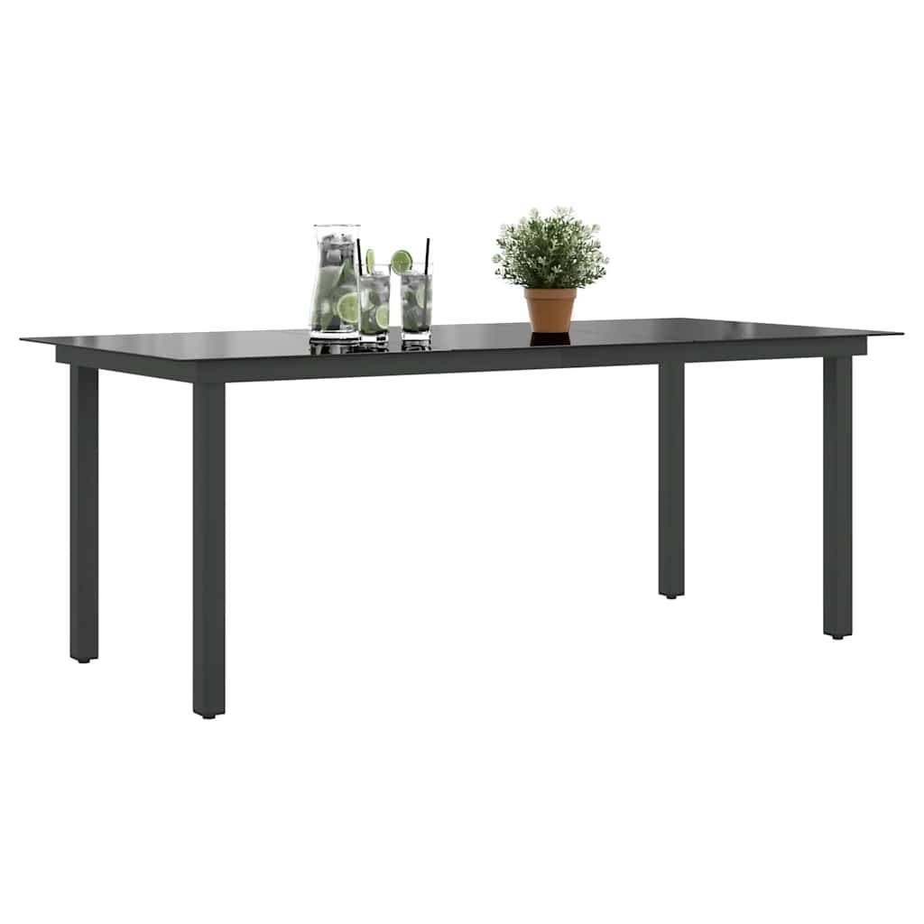Table de jardin Aluminium et verre Noir 190 x 90 x 74 cm - PANGIVO - Image 4