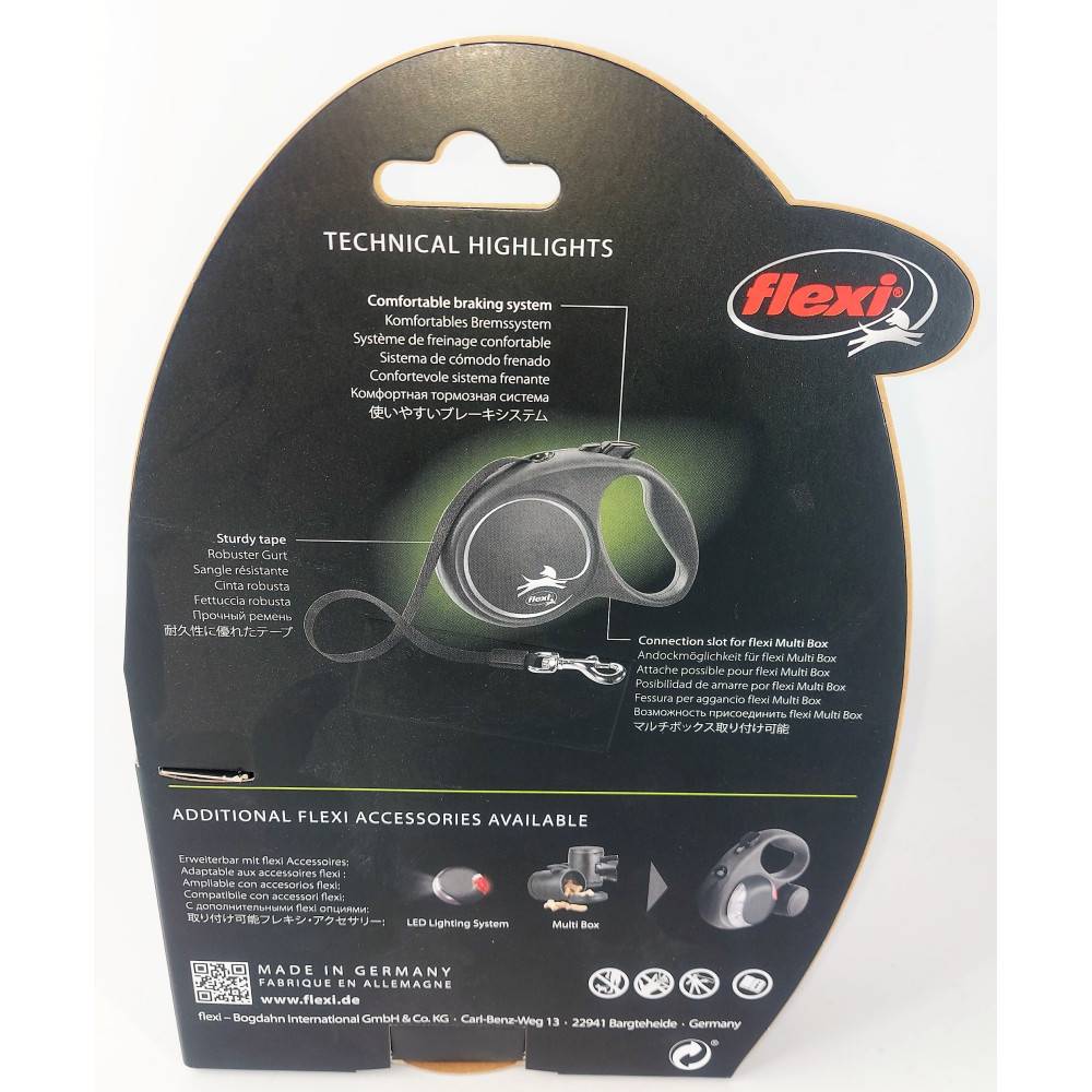 Flexi - Flexi Black Design L sangle 5 mètres laisse pour chien max 50 kg noir et argent. - Image 3