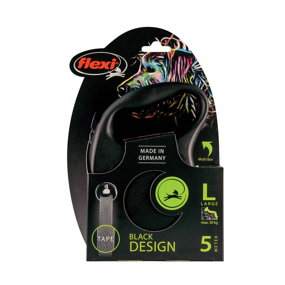 Flexi - Flexi Black Design L sangle 5 mètres laisse pour chien max 50 kg noir et argent. - Image 6