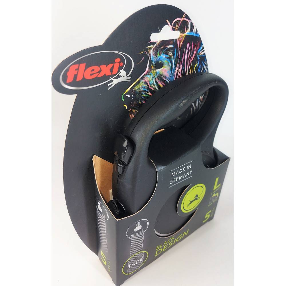 Flexi - Flexi Black Design L sangle 5 mètres laisse pour chien max 50 kg noir et argent. - Image 4