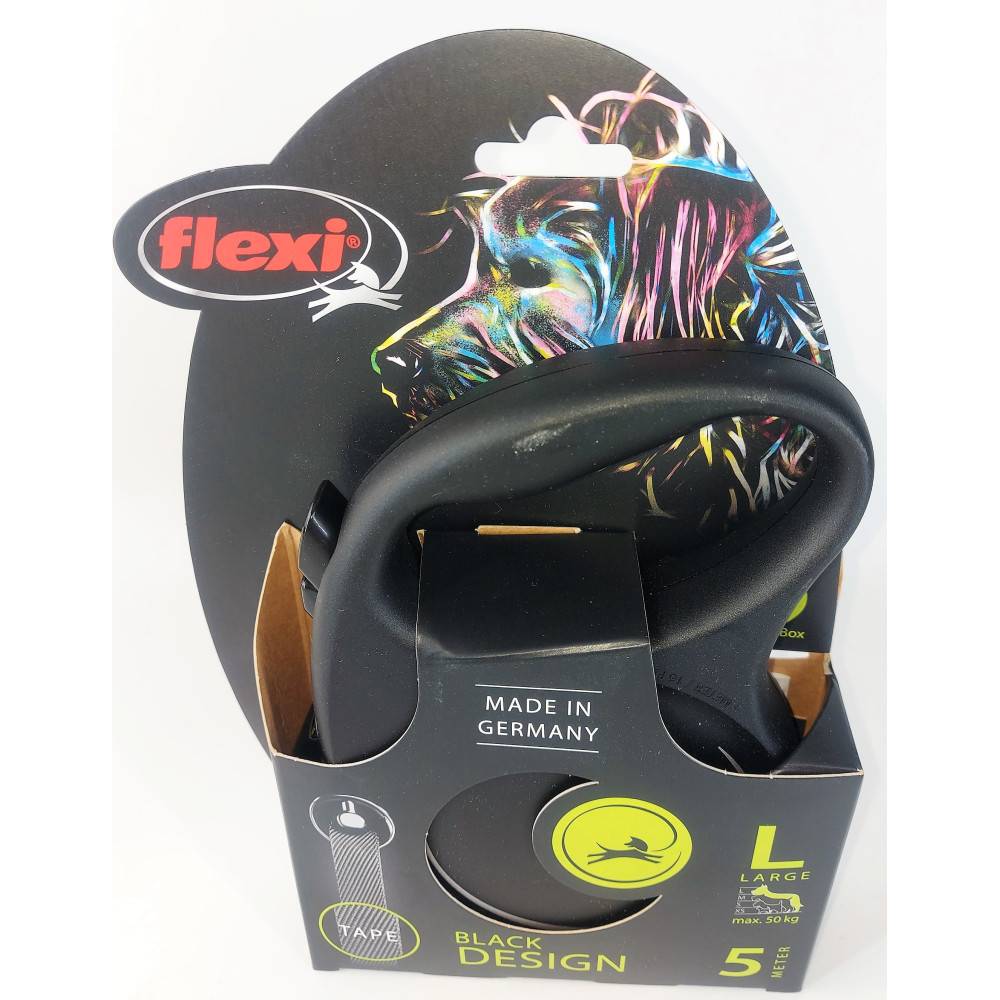 Flexi - Flexi Black Design L sangle 5 mètres laisse pour chien max 50 kg noir et argent. - Image 2