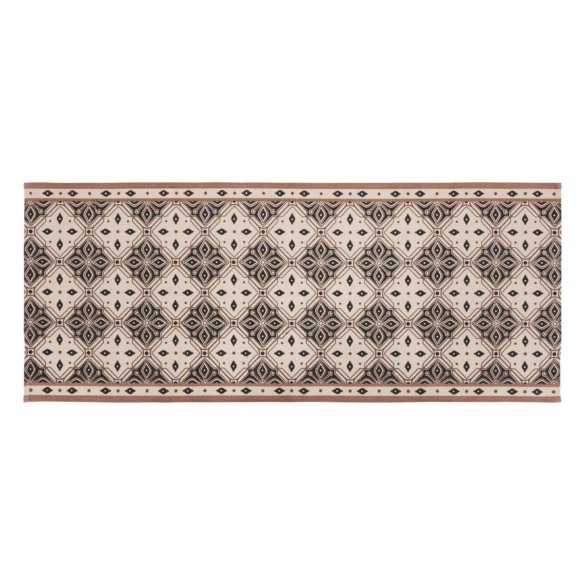 Atmosphera - Tapis de couloir en Coton Beige et Noir motif mosaïque 80 x 200 cm - Imagen 1