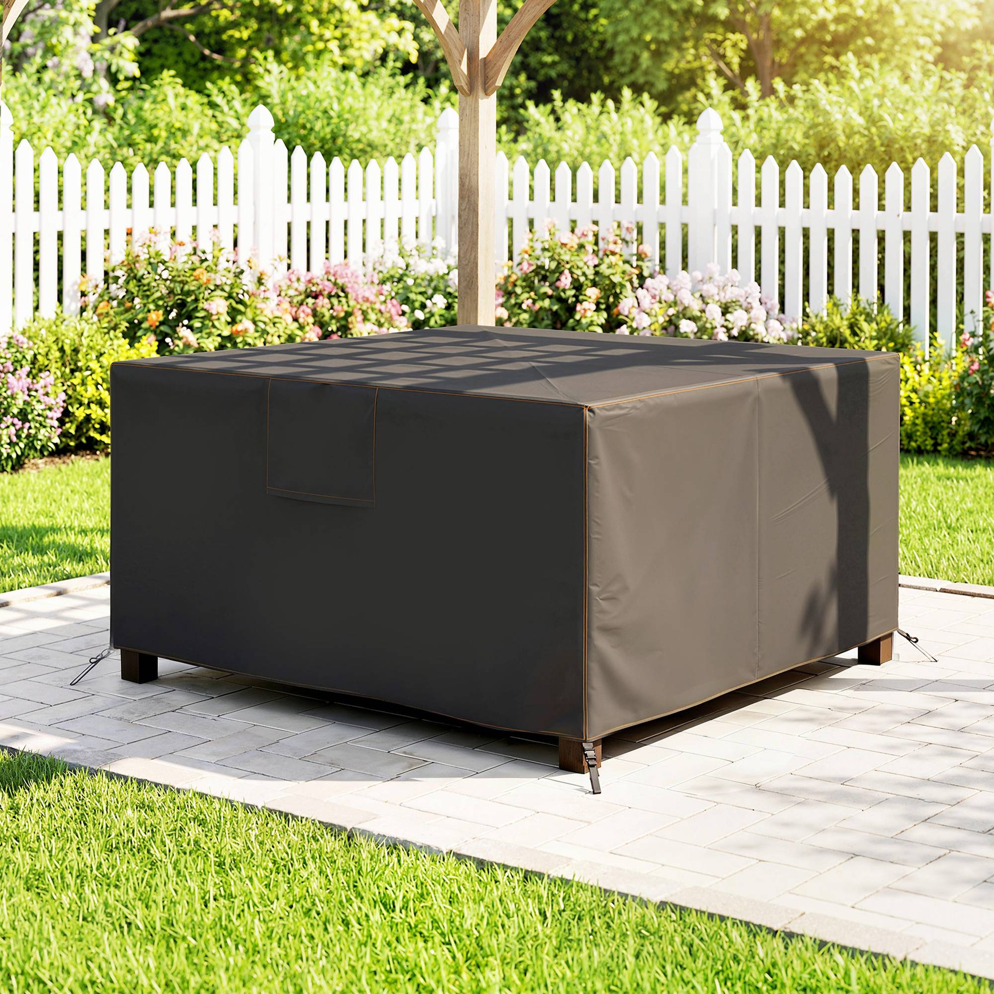 ComfortXL - Housse mobilier de jardin Oxford 420D 125 x 125 x 74 cm noire pour terrasse protection pluie UV et vent - Image 7