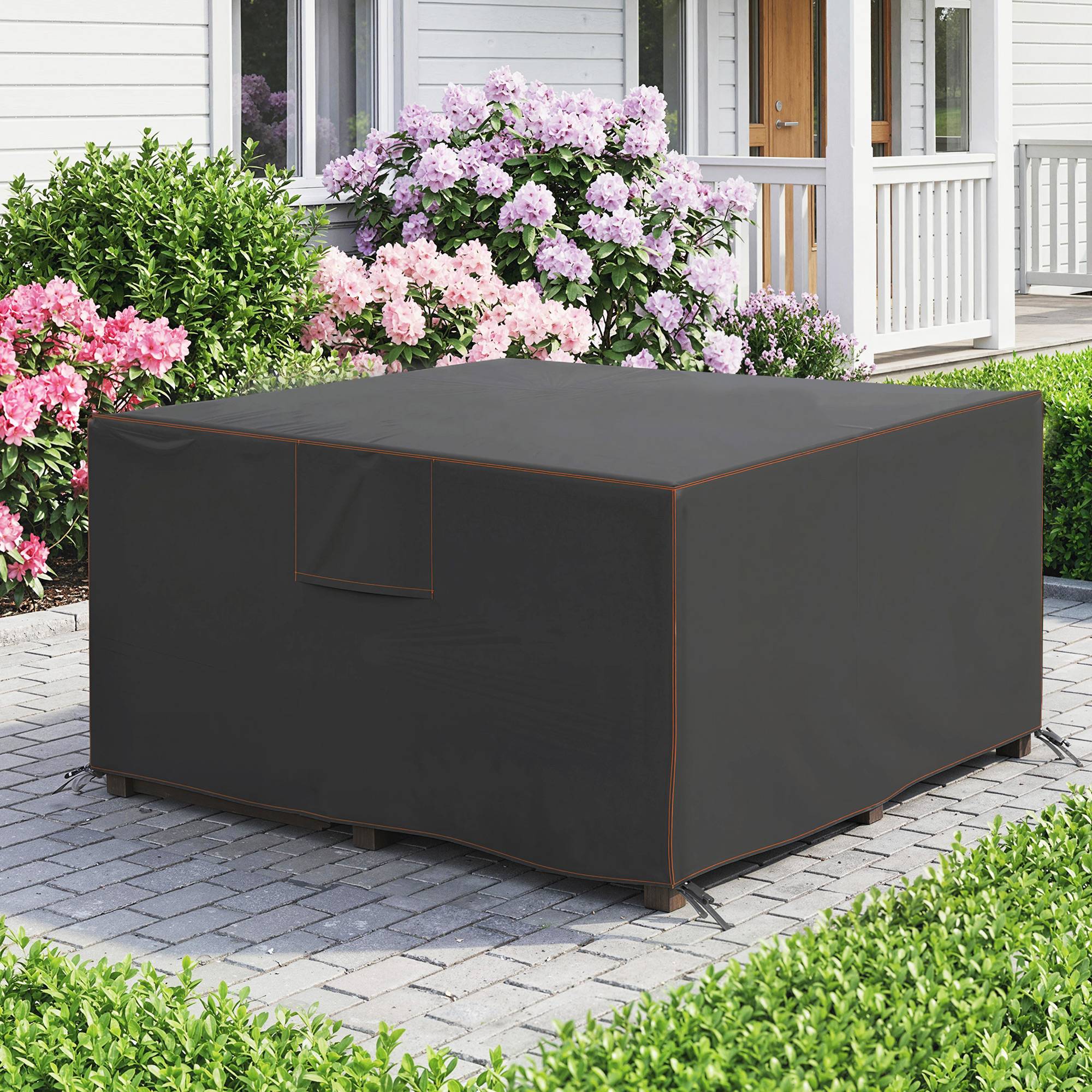 ComfortXL - Housse mobilier de jardin Oxford 420D 125 x 125 x 74 cm noire pour terrasse protection pluie UV et vent - Image 8