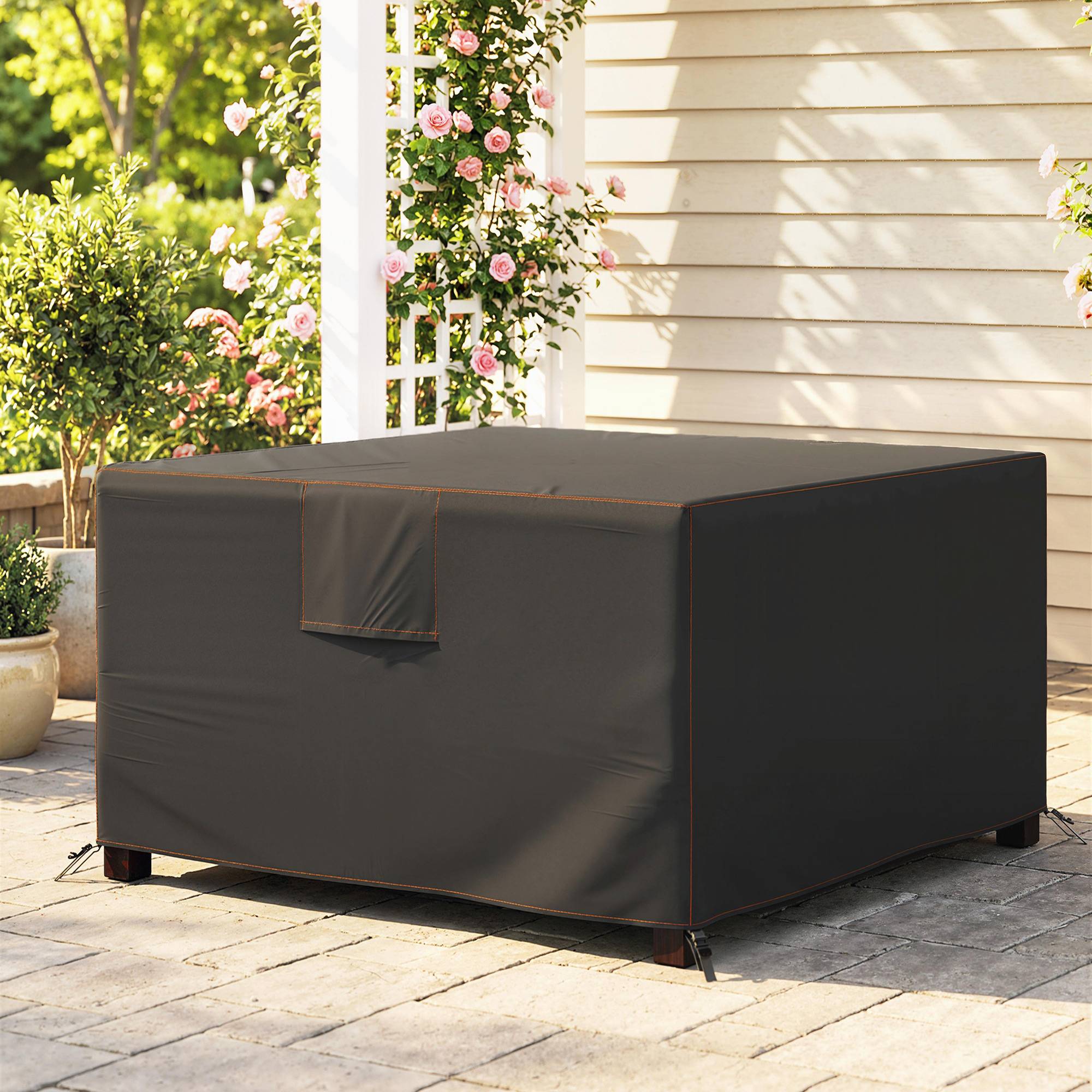 ComfortXL - Housse mobilier de jardin Oxford 420D 125 x 125 x 74 cm noire pour terrasse protection pluie UV et vent - Image 1