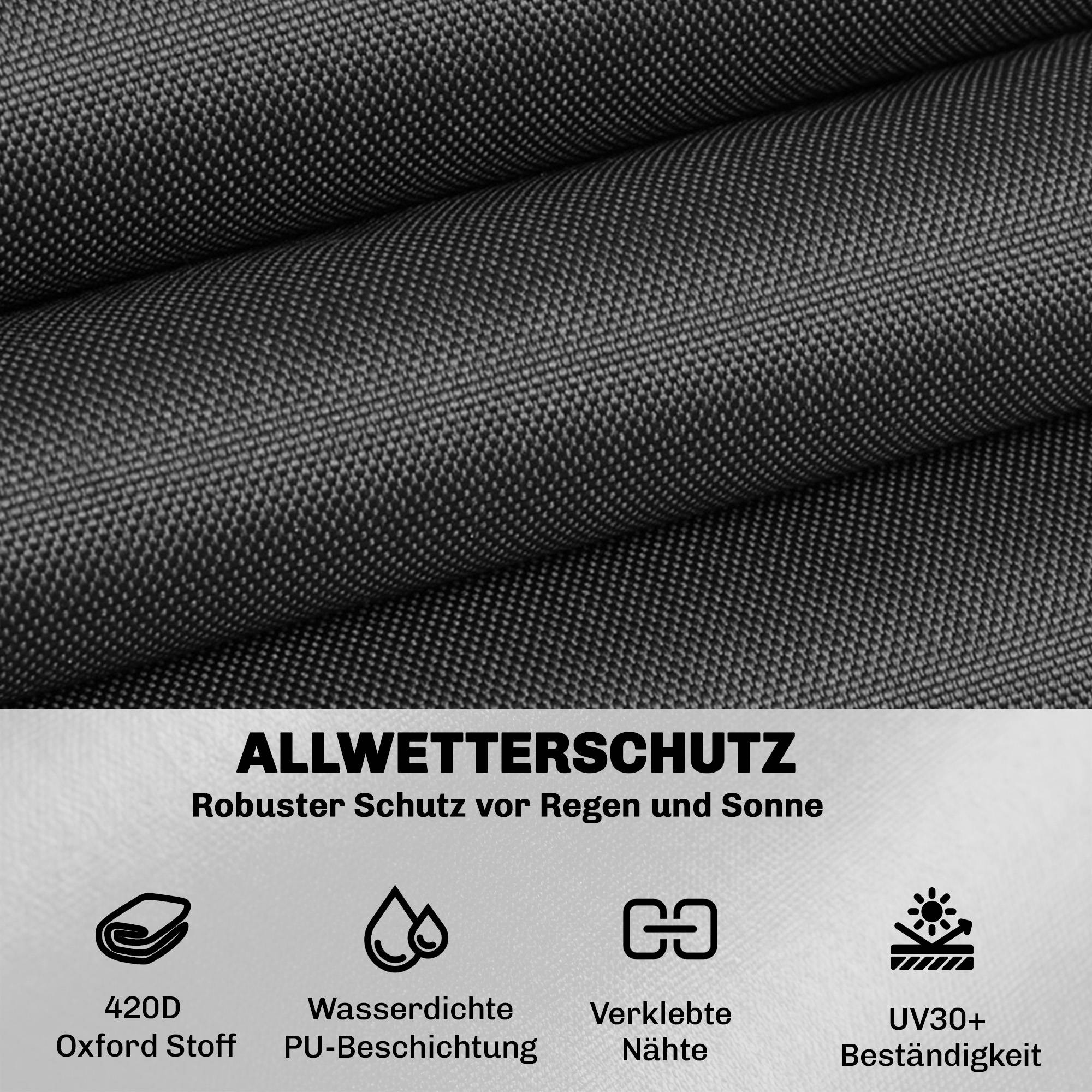 ComfortXL - Housse mobilier de jardin Oxford 420D 125 x 125 x 74 cm noire pour terrasse protection pluie UV et vent - Image 4