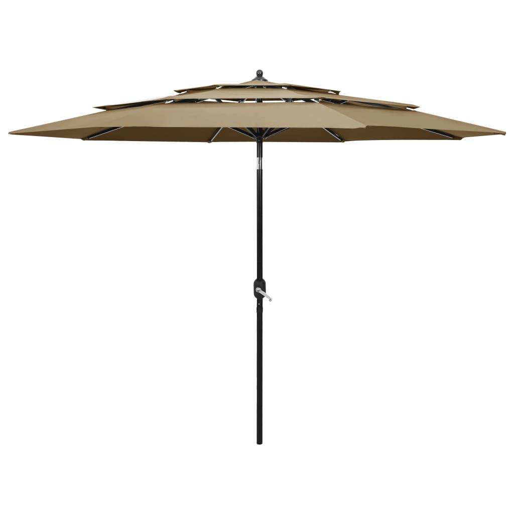 Vidaxl - Parasol de jardin à 3 niveaux avec mât en aluminium taupe 3 m vidaXL 313871 - Imagen 1