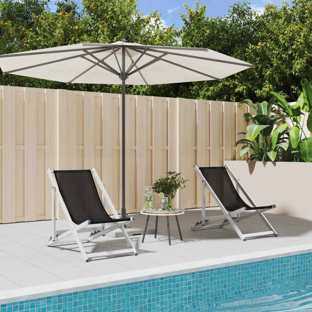 Maison Chic - lot de 2 Chaises de plage pliantes - Bain de soleil - Transat noir aluminium et textilène HL306 - Image 2