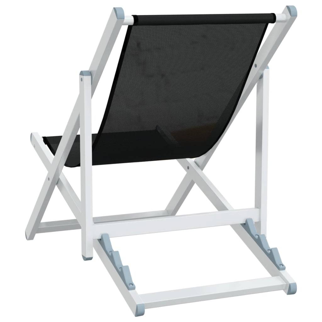 Maison Chic - lot de 2 Chaises de plage pliantes - Bain de soleil - Transat noir aluminium et textilène HL306 - Image 6