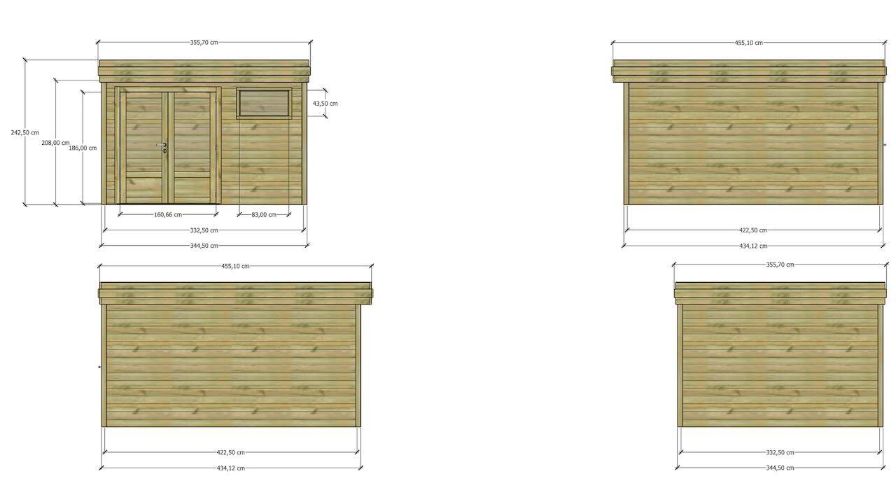 Sans Marque - ABRI DE JARDIN bois autoclave 27mm - 3,44x4,34m / 15m2 - Bac acier - Abri Français - Image 4