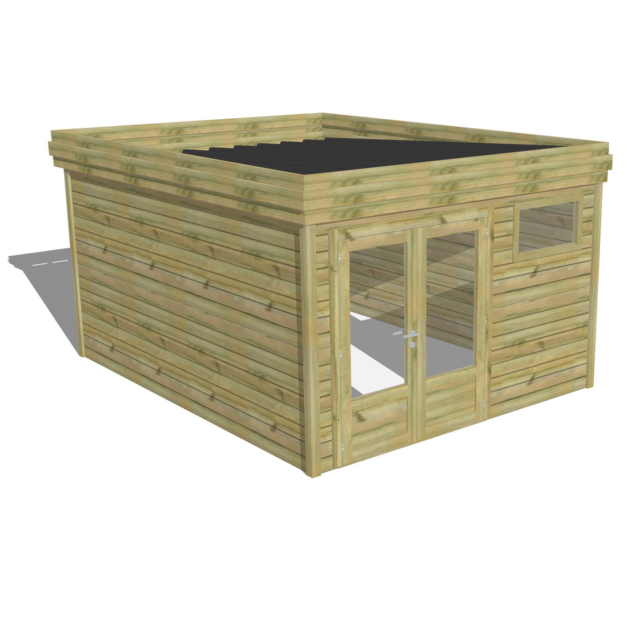 Sans Marque - ABRI DE JARDIN bois autoclave 27mm - 3,44x4,34m / 15m2 - Bac acier - Abri Français - Image 1