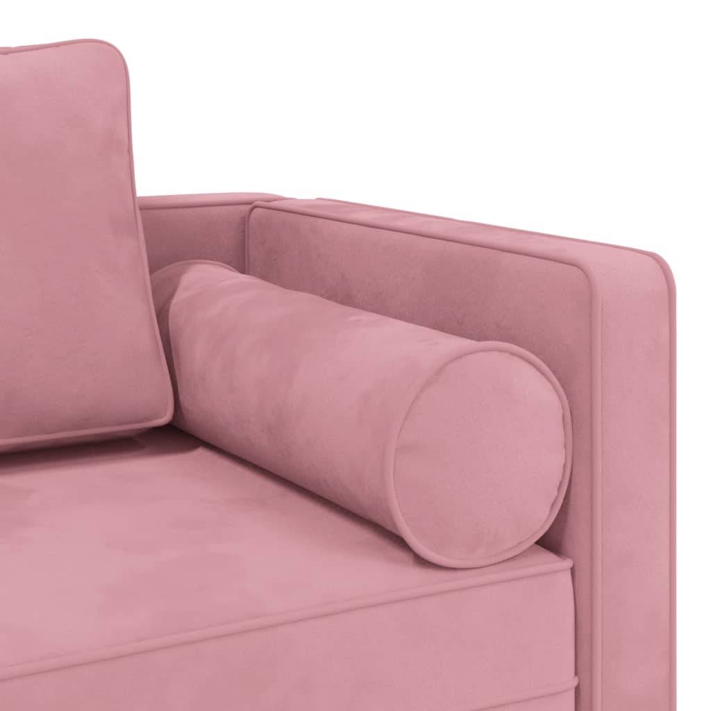Maison Chic - Chaise longue | Transat | Bain de soleil avec coussins rose velours - Image 6
