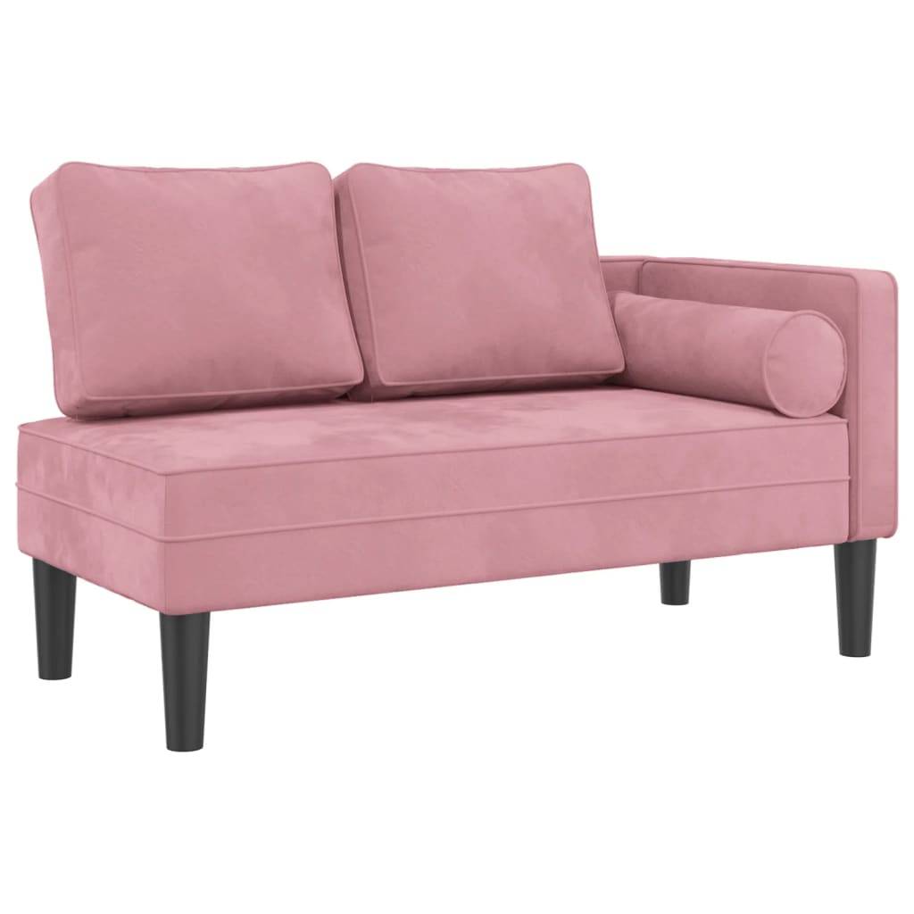 Maison Chic - Chaise longue | Transat | Bain de soleil avec coussins rose velours - Image 1