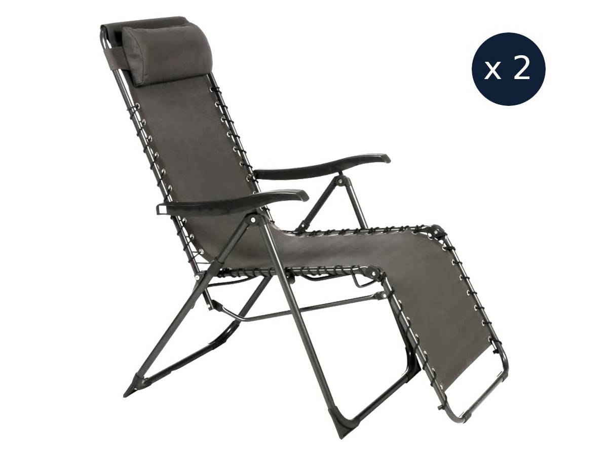 Hesperide - 2 Fauteuils de jardin relax SILOS Gris anthracite - Hespéride - Image 1