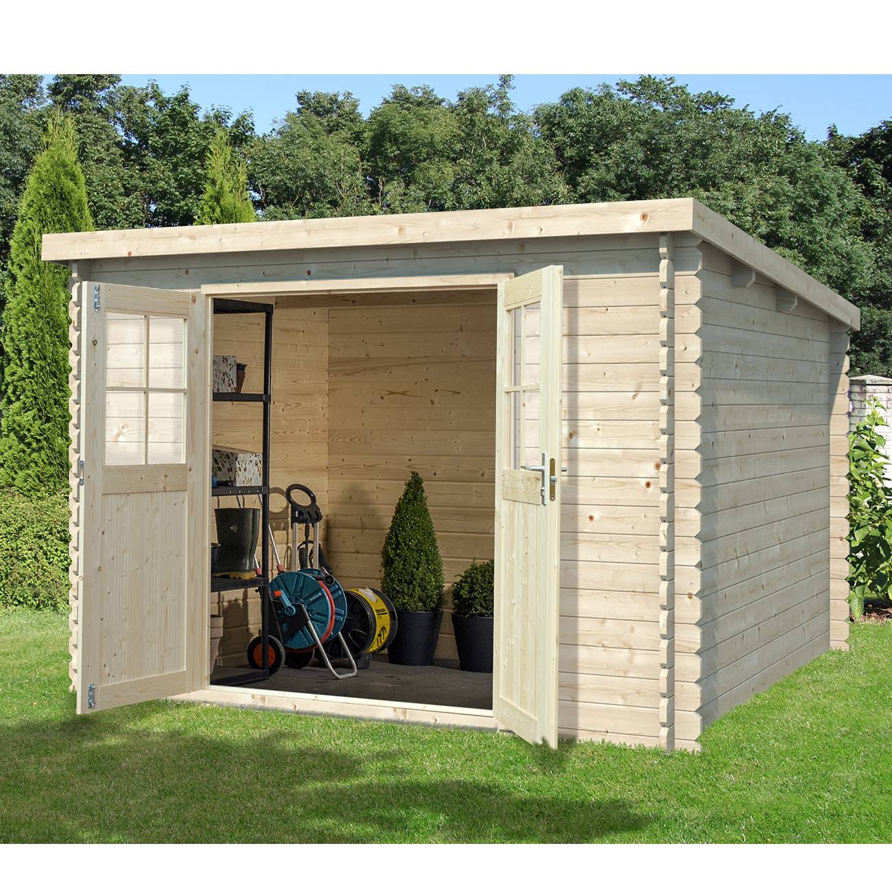 Eden Partenaire Jardin - Abri de jardin en bois de 7.53m² avec toit mono pente et double porte - Image 2