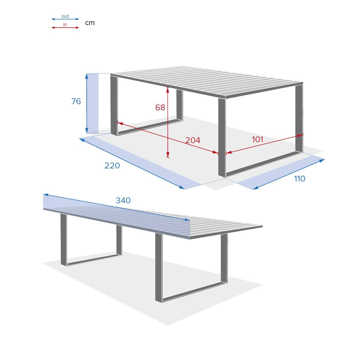 Hesperide - Table de jardin extensible "Corvo" acacia & graphite 12 places Hespéride - Imagen 7