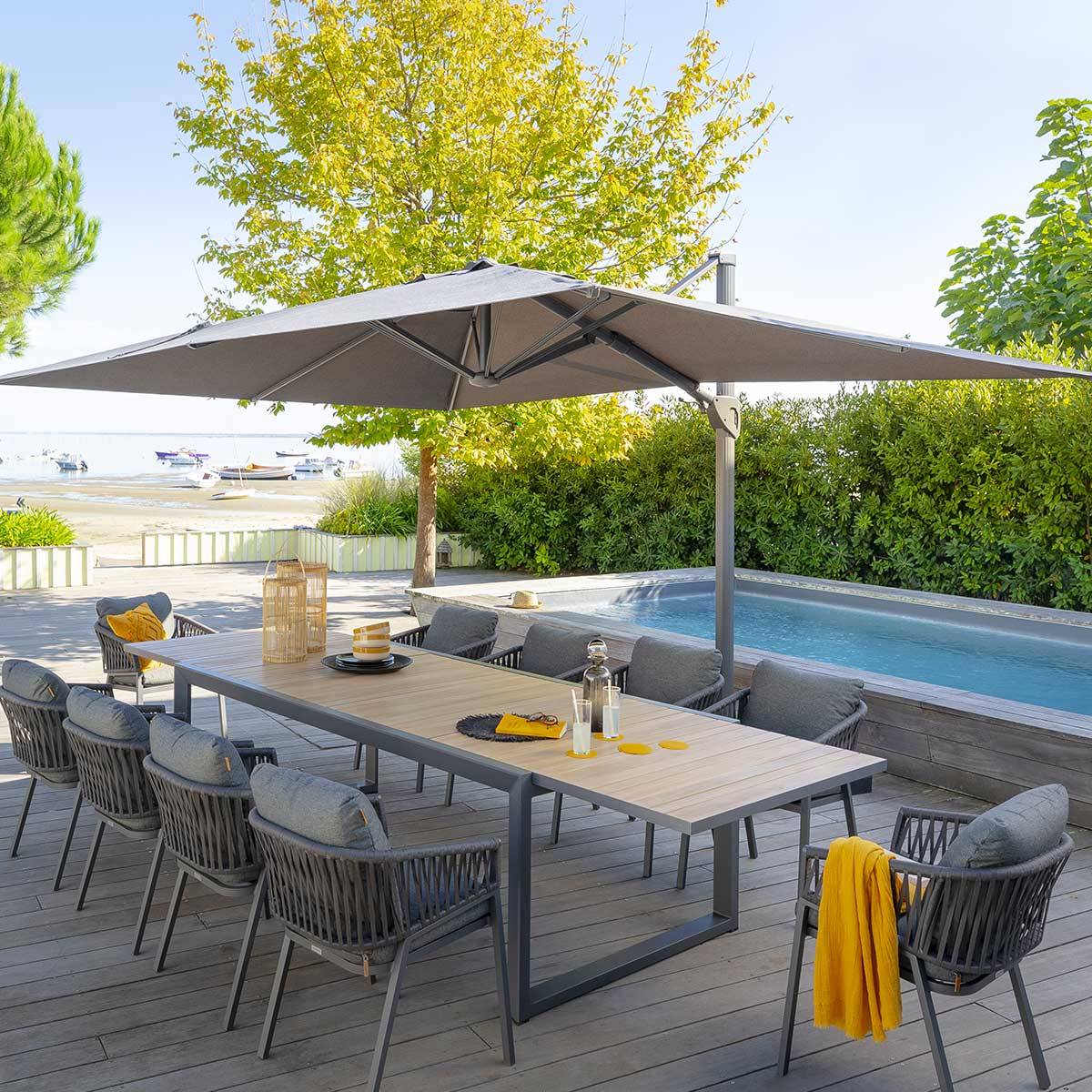 Hesperide - Table de jardin extensible "Corvo" acacia & graphite 12 places Hespéride - Imagen 3